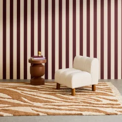 Tappeto interno cotone motivo zebrato color mattone