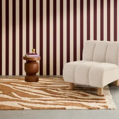 Tappeto interno cotone motivo zebrato color mattone
