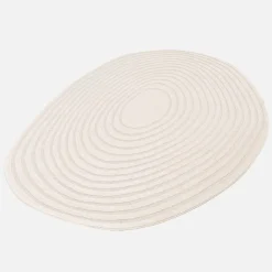 Tappeto interno forma di ciottolo motivo circolare crema