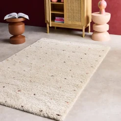 Tappeto per bambini a pois piccoli, crema e multicolore per interni