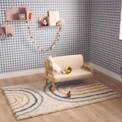 Tappeto per bambini con arcobaleno, tappeto per interni color crema e multicolore