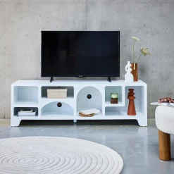 Tappeto per interni con cerchi in rilievo color crema, 160cm
