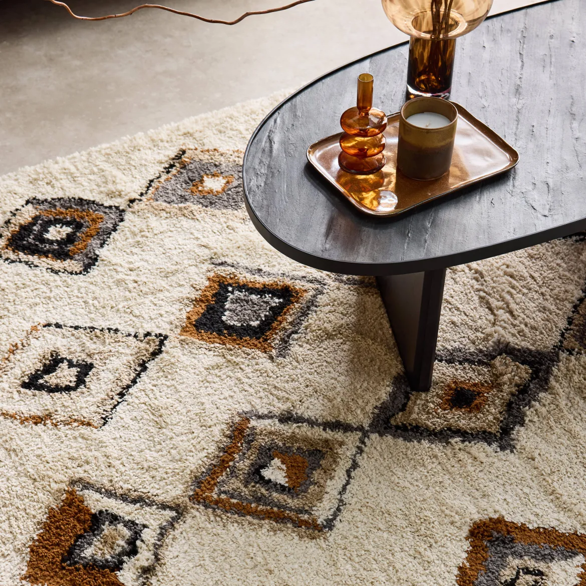 Tappeto per interni con motivi etnici, beige