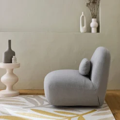 Tappeto per interni/esterni, motivo vegetale beige e senape