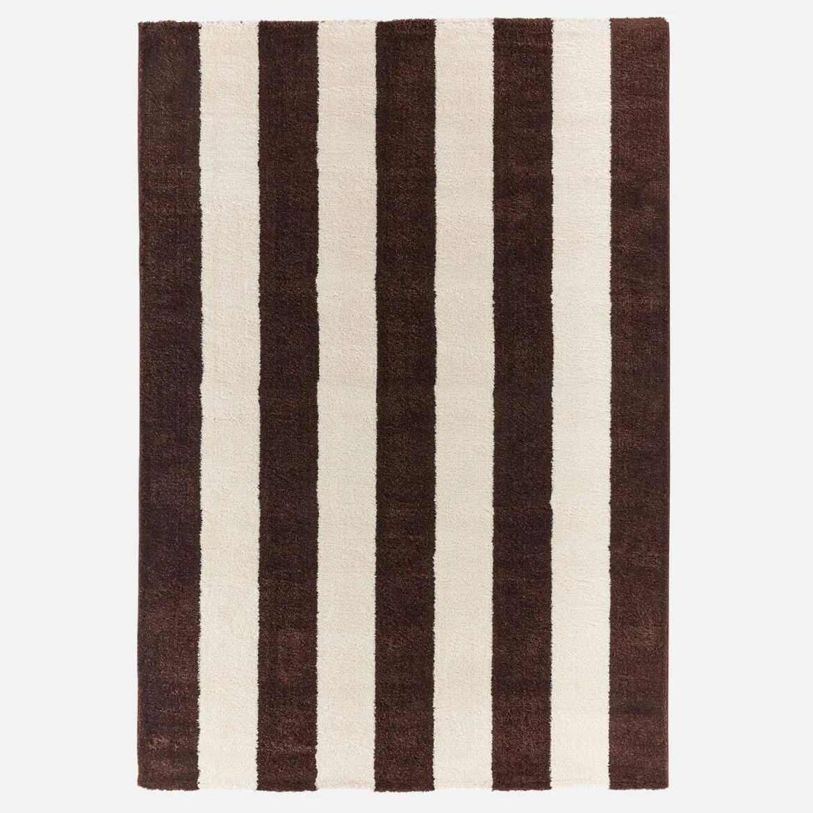 Tappeto da interno a righe marroni e bianche