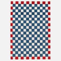 Tappeto da interno/esterno a scacchi blu e rosso