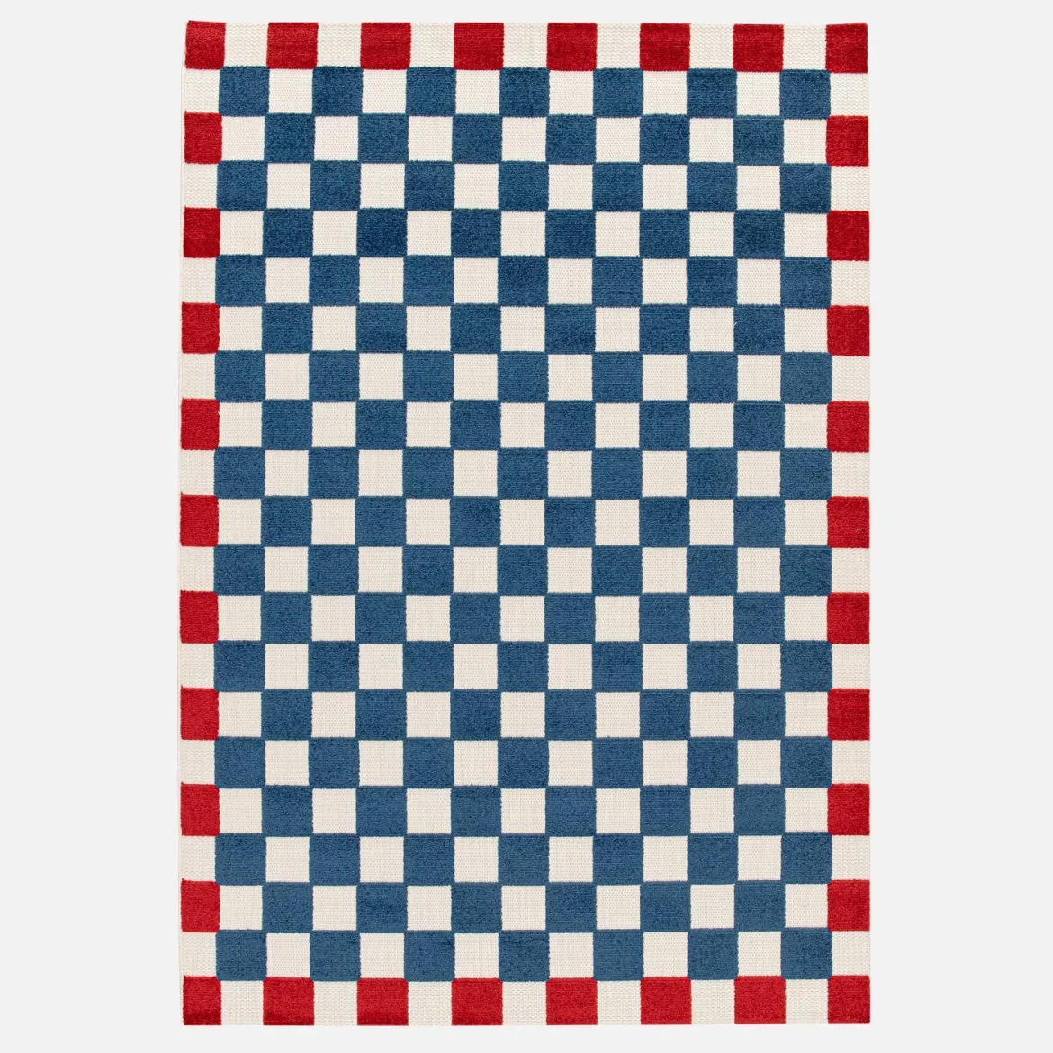 Tappeto da interno/esterno a scacchi blu e rosso