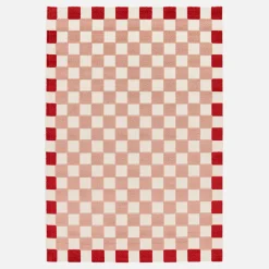 Tappeto da interno/esterno a scacchi rosa e rosso