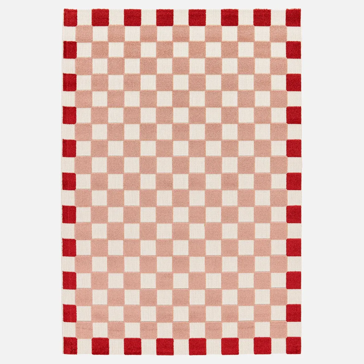 Tappeto da interno/esterno a scacchi rosa e rosso