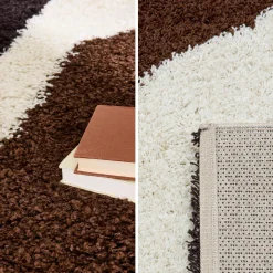 Tappeto da interno shaggy motivi geometrici beige, marrone, nero