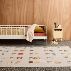Tappeto educativo per bambini con alfabeto, per interni colore beige