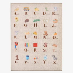 Tappeto educativo per bambini con alfabeto, per interni colore beige