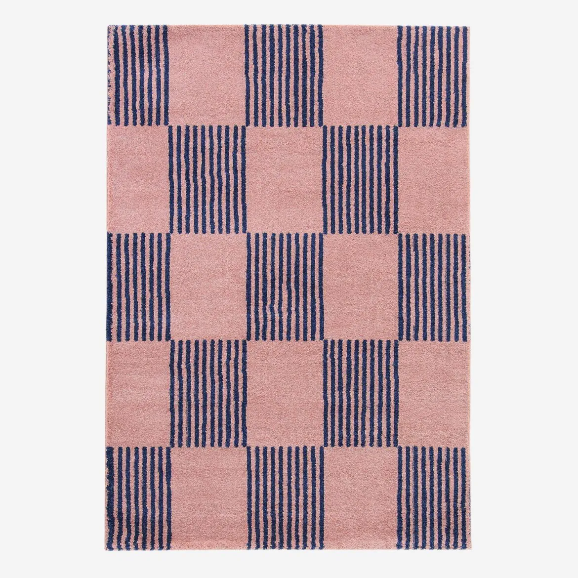 Tappeto interno a scacchi blu e rosa