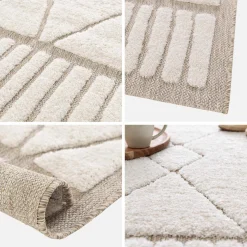 Tappeto interno con motivo etnico berbero, beige e crema