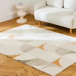 Tappeto interno con motivo retrò color crema