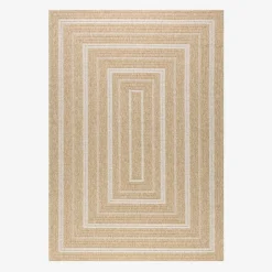 Tappeto interno/esterno effetto iuta beige con motivi