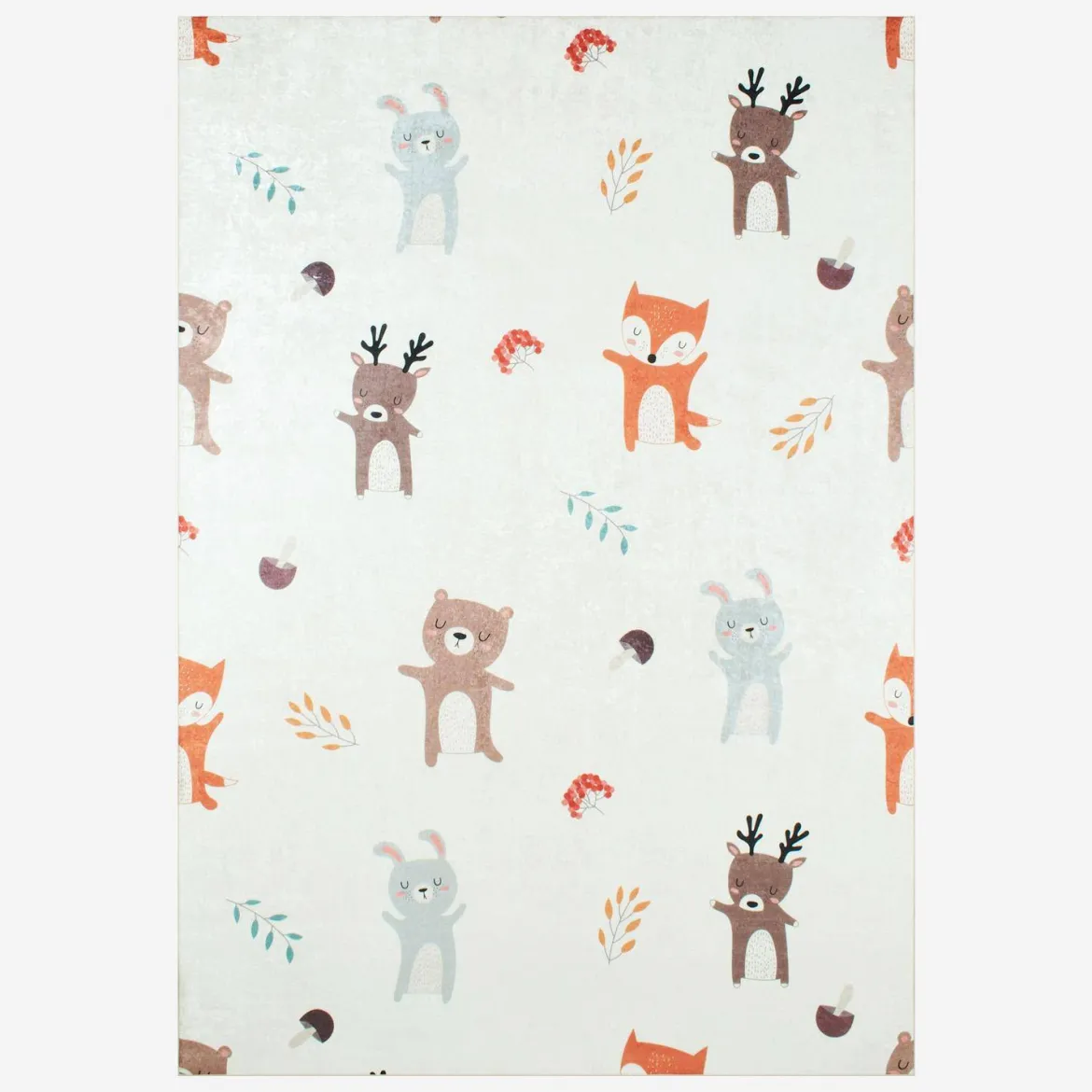 Tappeto interno per bambini bianco con stampe di animali