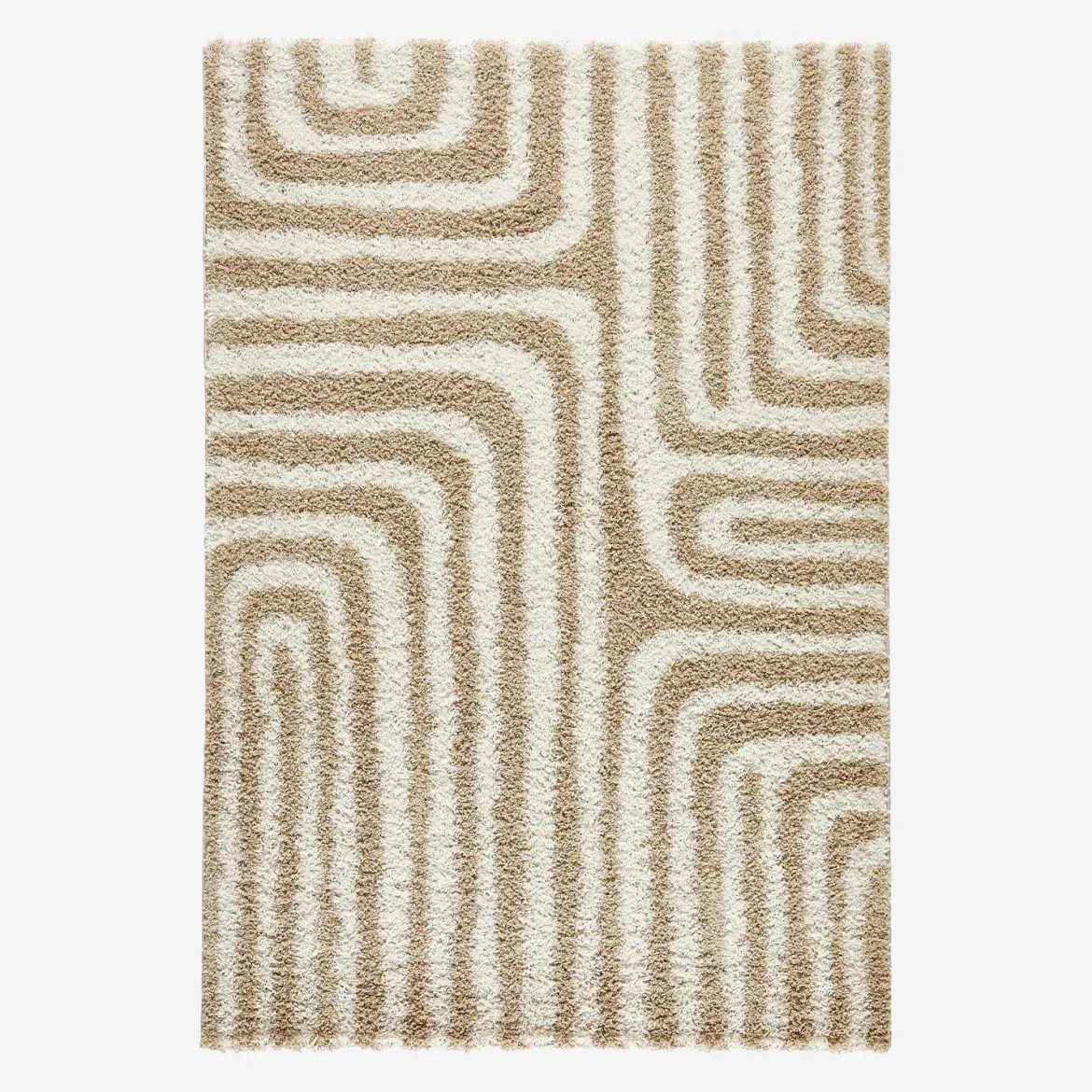 Tappeto interno shaggy motivi geometrici beige