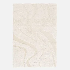 Tappeto interno shaggy motivo con rilievo crema