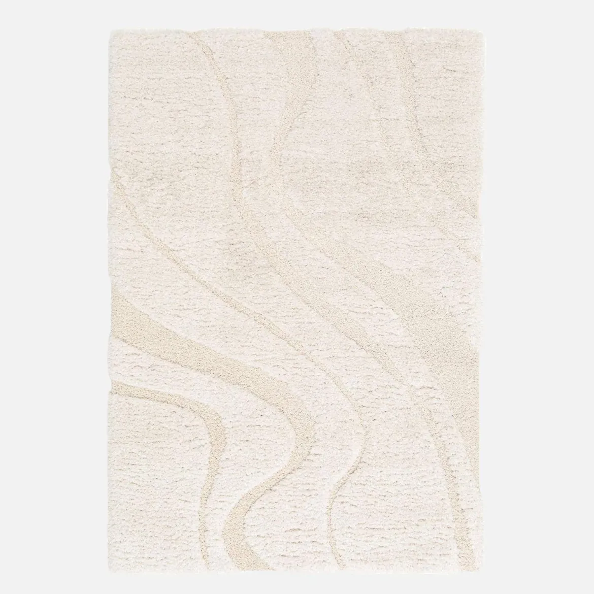 Tappeto interno shaggy motivo con rilievo crema