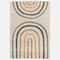 Tappeto per bambini con arcobaleno, tappeto per interni color crema e multicolore