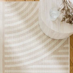 Tappeto per interni/esterni, motivo ad arco beige, poliestere riciclato