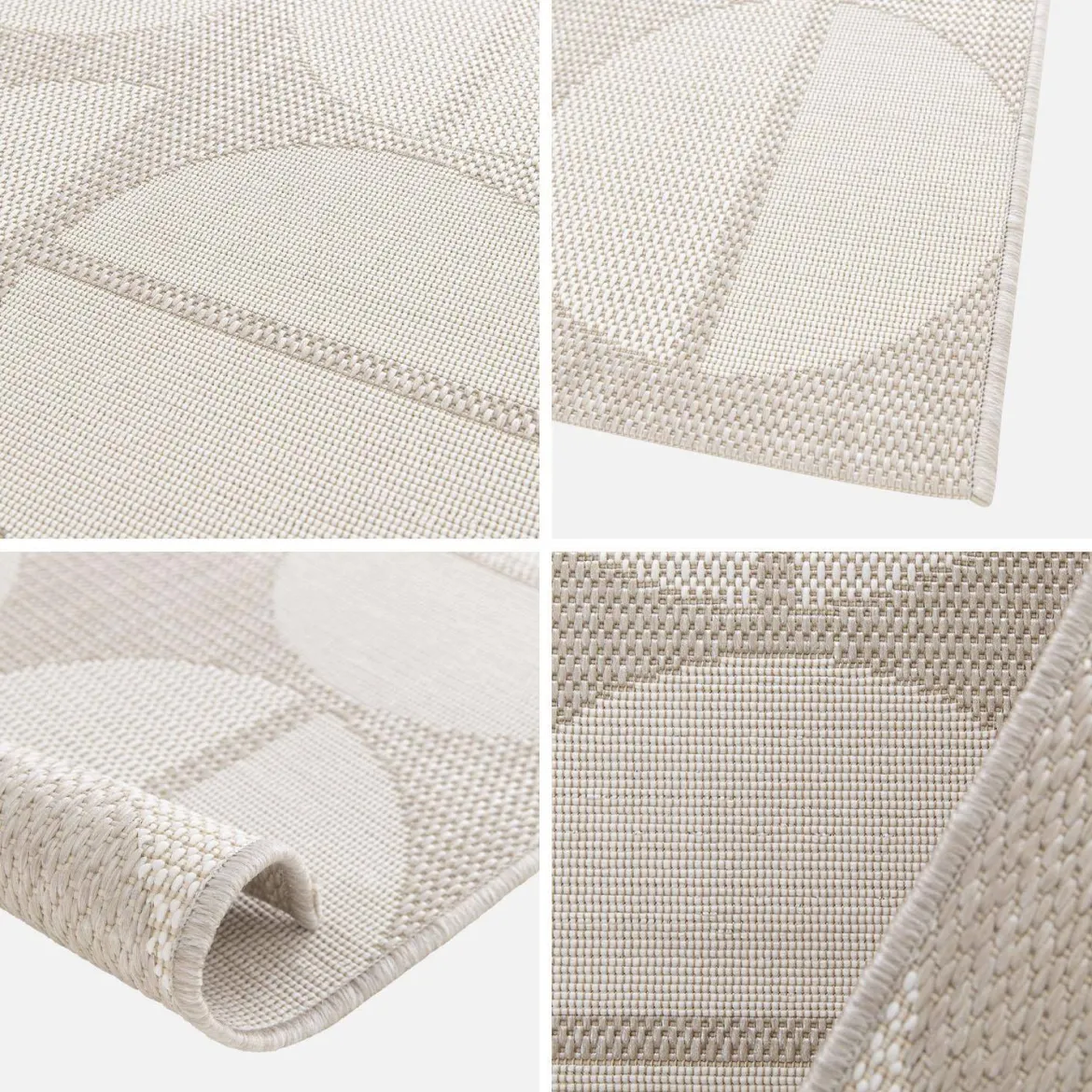Tappeto per interno/esterno motivi geometrici crema, beige