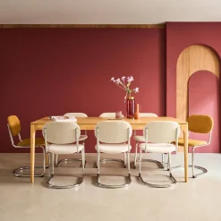Tavola da pranzo rettangolare in legno di hevea di 8 posti