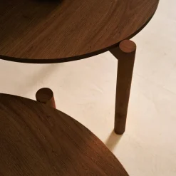 Tavolini impilabili rotondi effetto legno
