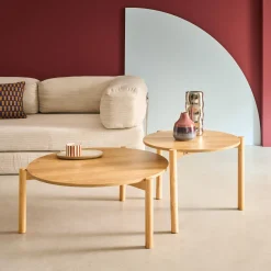 Tavolini impilabili rotondi effetto legno