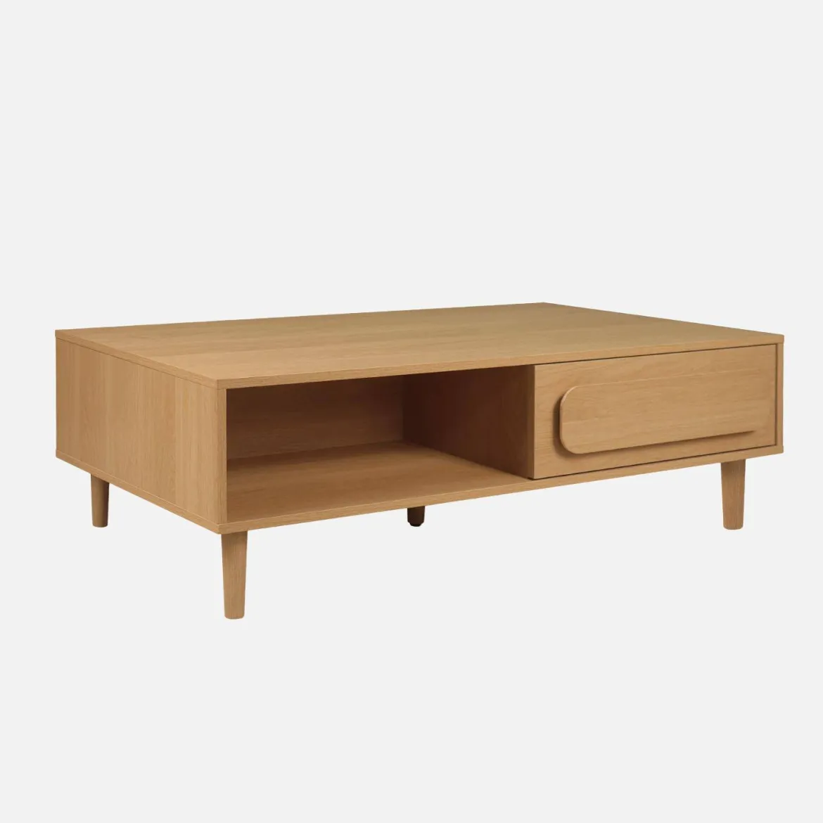 Tavolino basso vintage effetto legno 1 cassetto