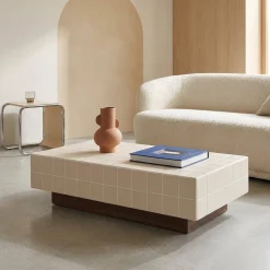 Tavolino da caffè con motivo a piastrelle effetto ceramica opaca