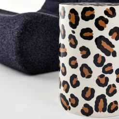 Tavolino da divano in acciaio smaltato, motivo leopardo, 46cm