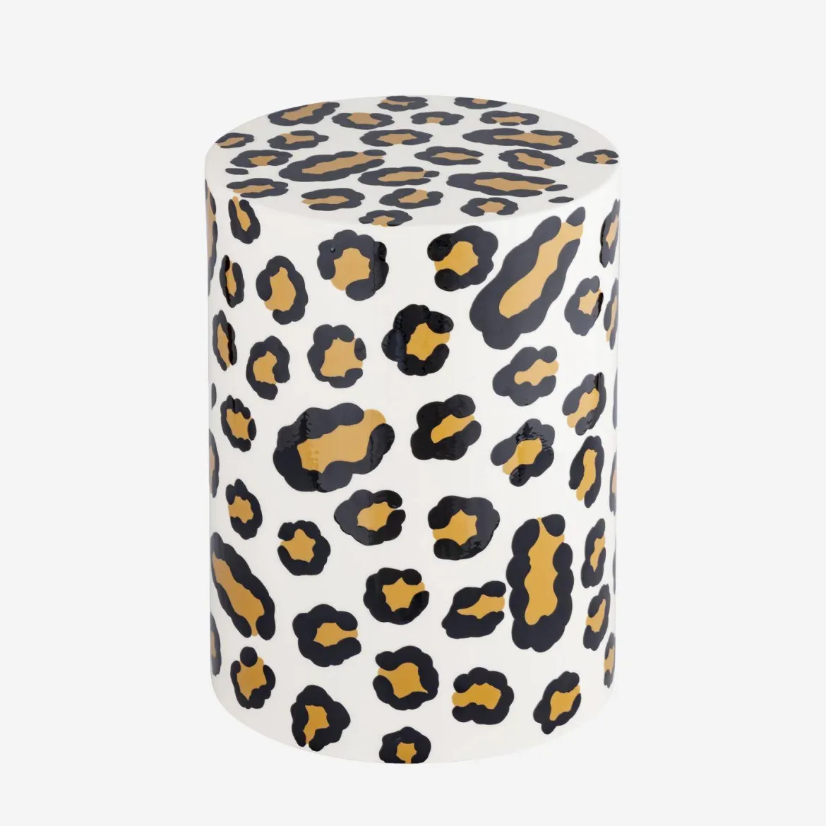 Tavolino da divano in acciaio smaltato, motivo leopardo, 46cm