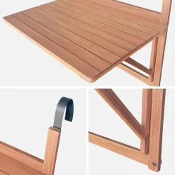 Tavolino in legno di acacia pieghevole rettangolare, 70x50cm