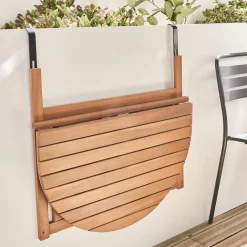 Tavolino in legno di acacia pieghevole semirotondo, 70cm