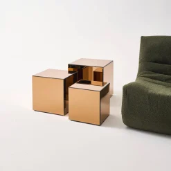 Tavolino, lato del divano, cubo a specchio 35cm
