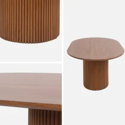 Tavolino oblungo con effetto legno intagliato