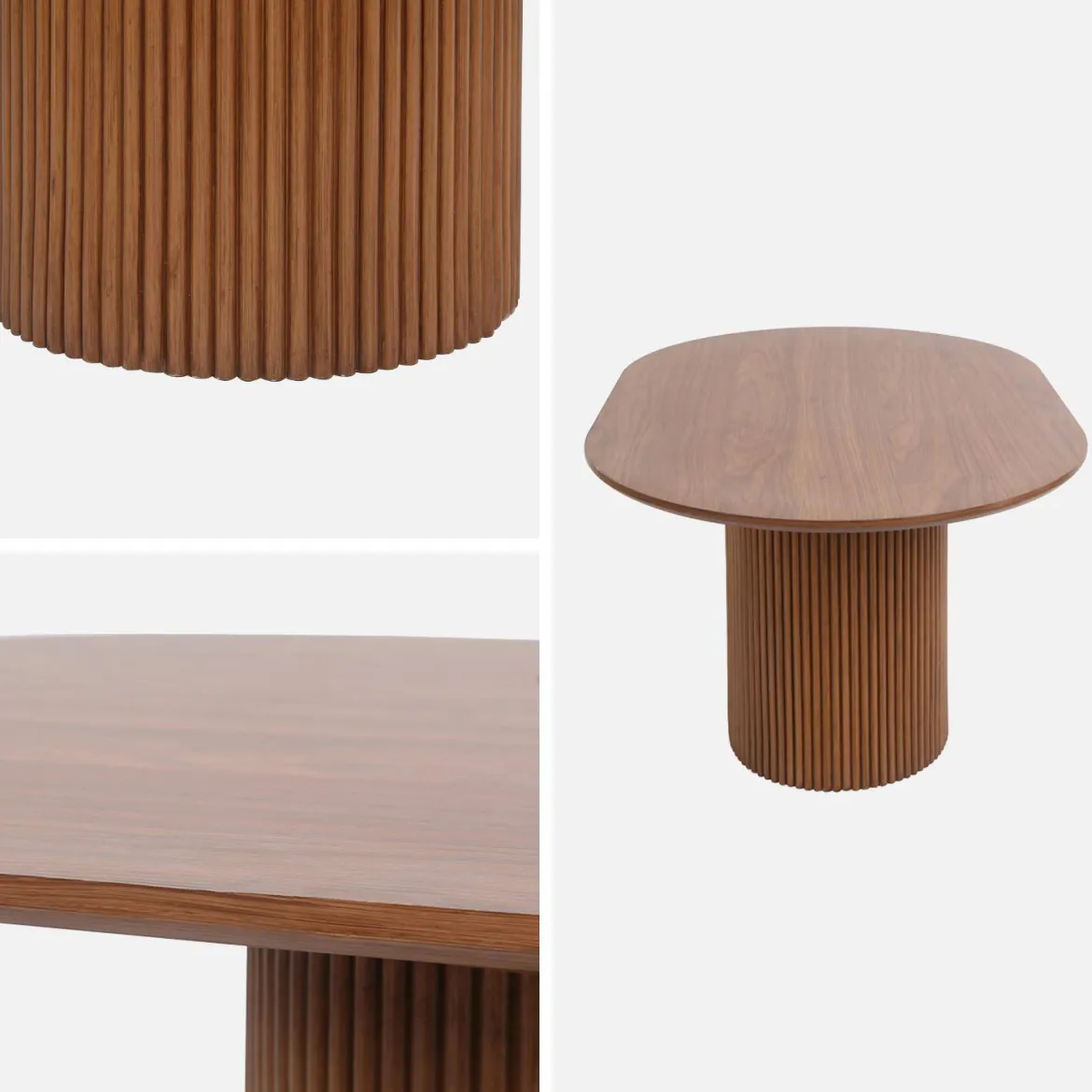 Tavolino oblungo con effetto legno intagliato