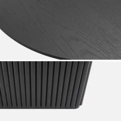 Tavolino ovale in legno di hevea placcato rovere