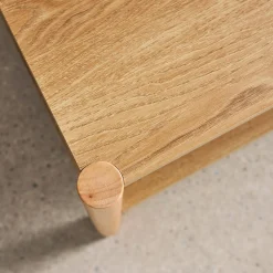 Tavolino rettangolare decorazione legno doppio ripiano