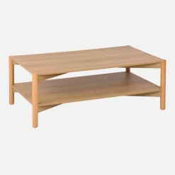 Tavolino rettangolare decorazione legno doppio ripiano
