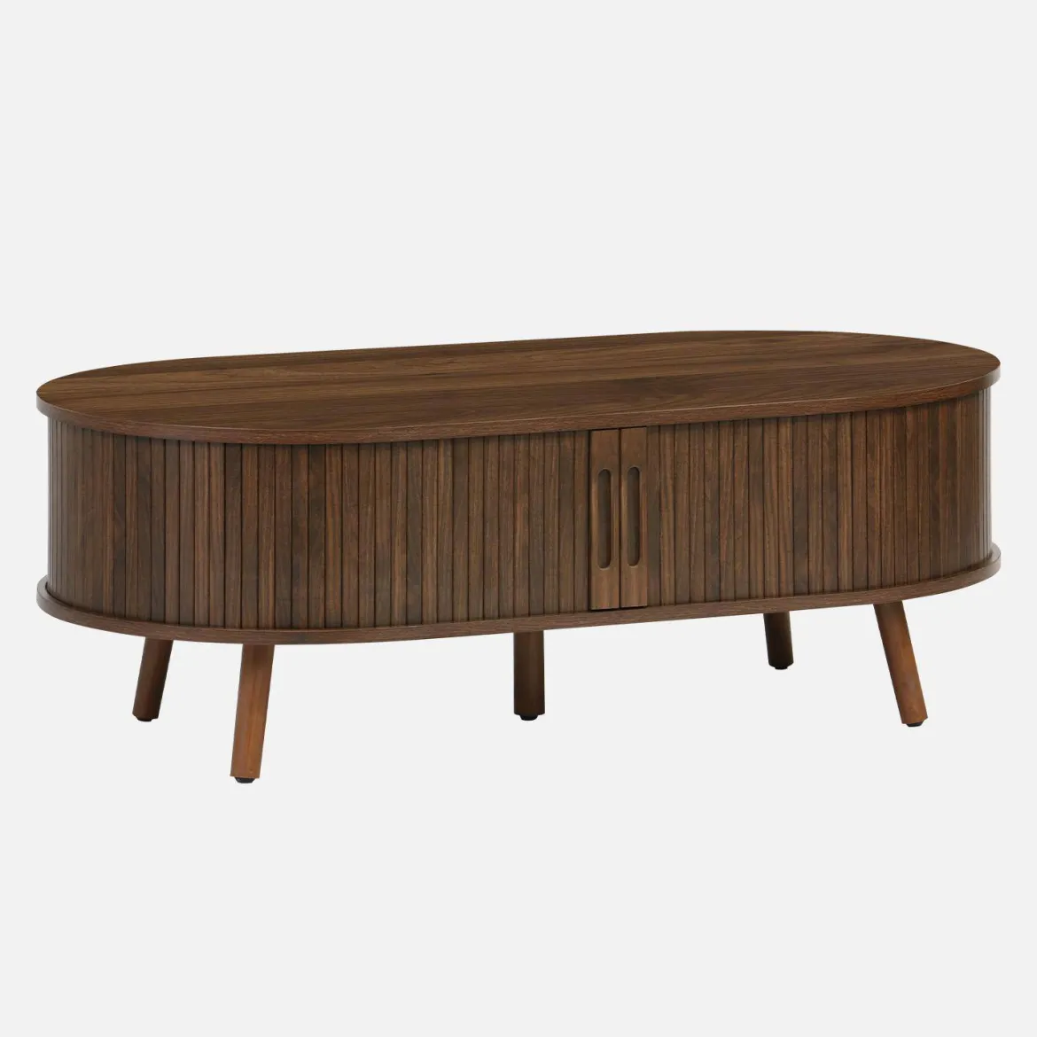 Tavolino scandinavo effetto legno scanalato 2 ante scorrevoli