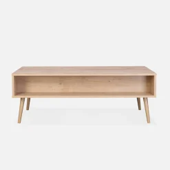 Tavolino scandinavo in vimini, 1 cassetto