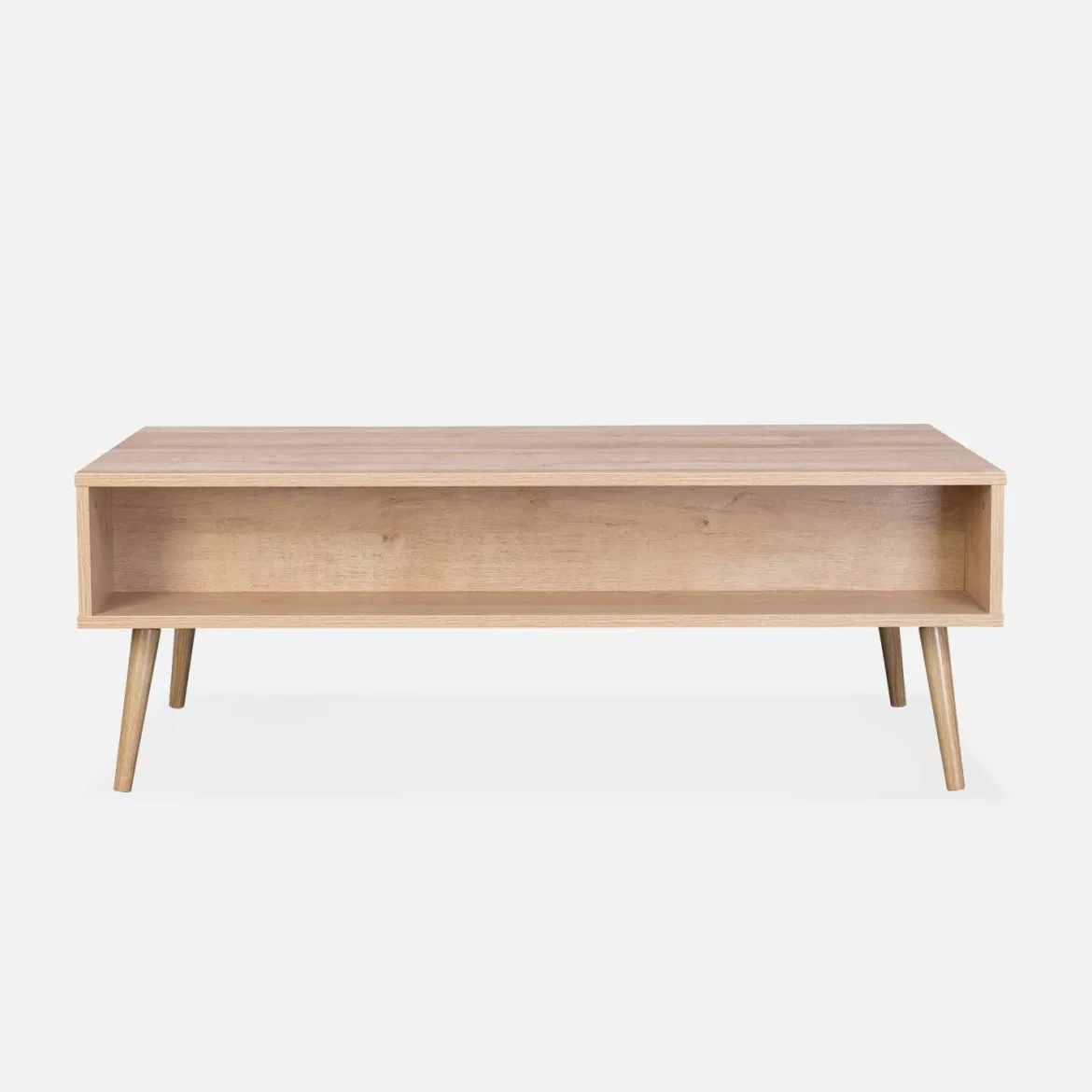 Tavolino scandinavo in vimini, 1 cassetto