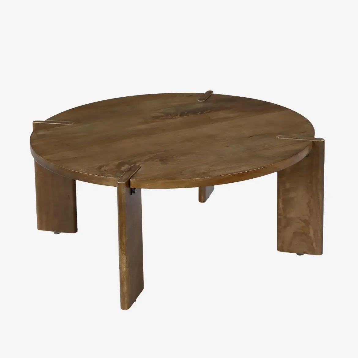 Tavolino da caffè esotico rotondo in legno massello