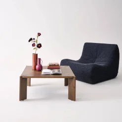 Tavolino esotico quadrato in legno massello, 80cm