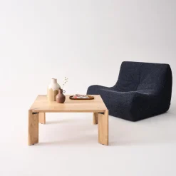 Tavolino esotico quadrato in legno massello, 80cm