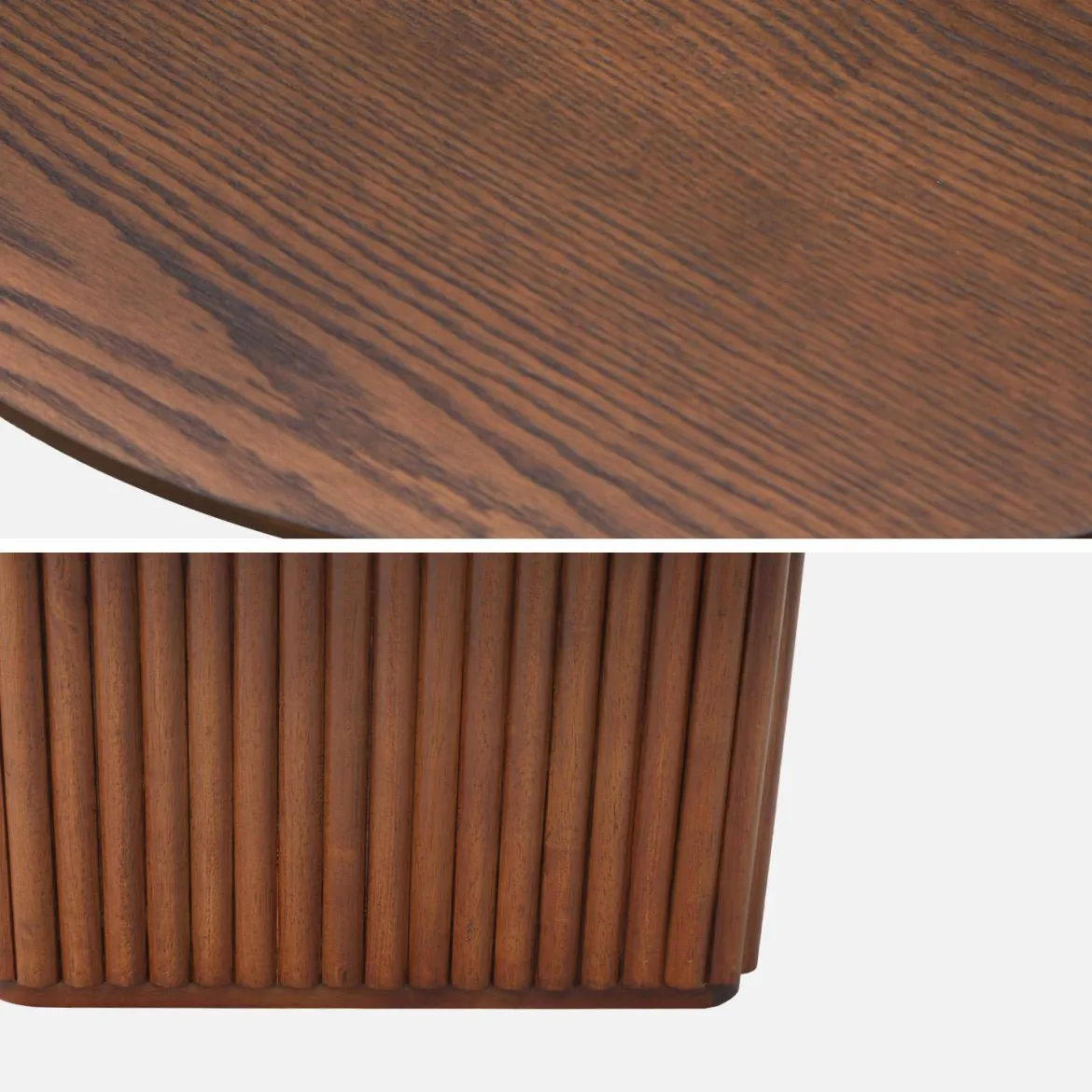 Tavolino ovale in legno di hevea placcato rovere