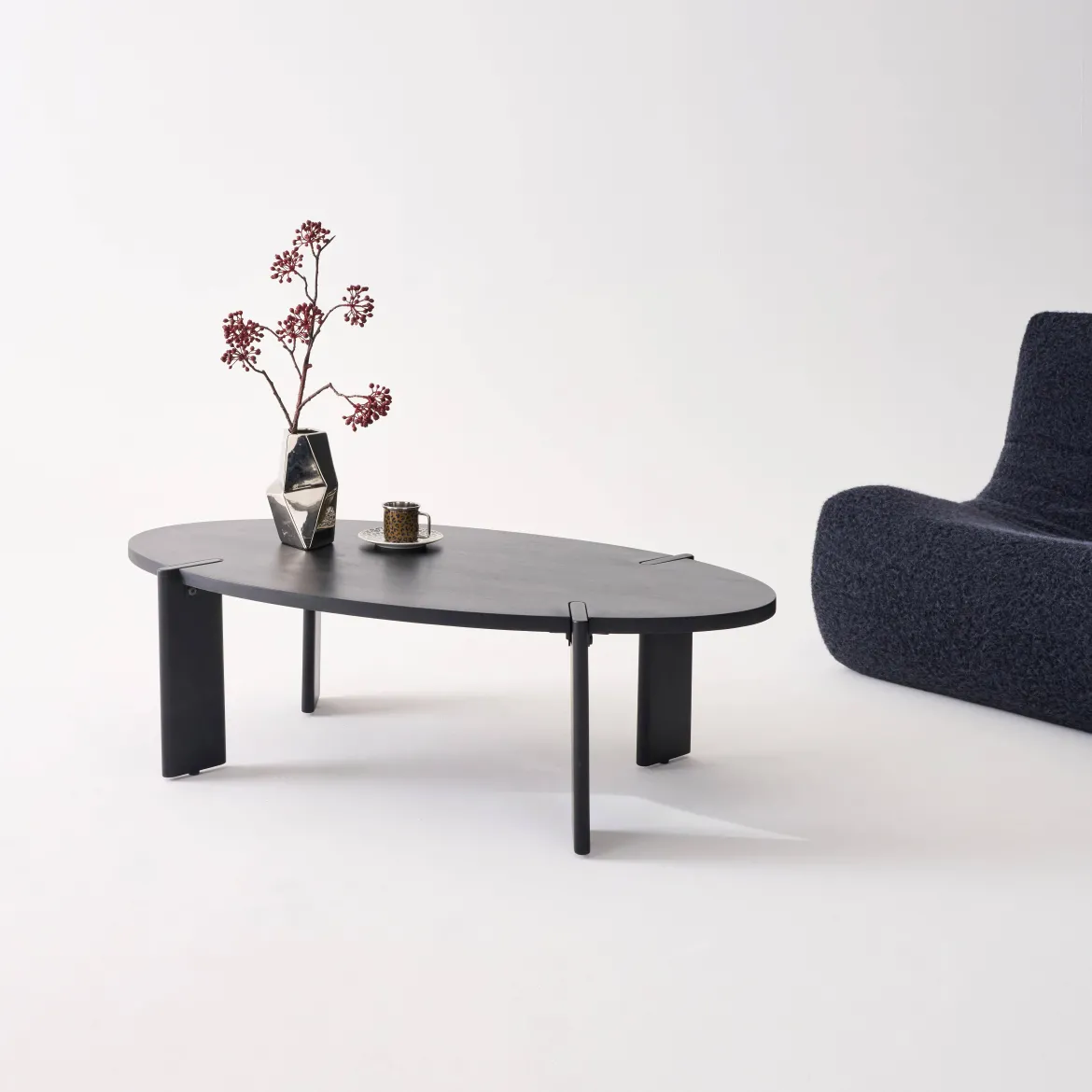 Tavolino ovale in legno di mango massello, 120cm